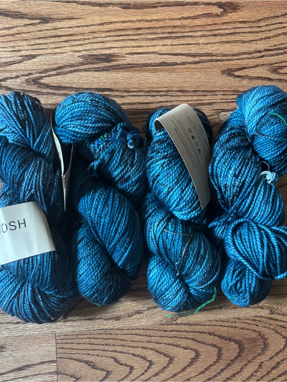 Madelinetosh Yarn Lot of 4 Farm Twist DK 100% Merino Wool Teal Blue Speckle NWT